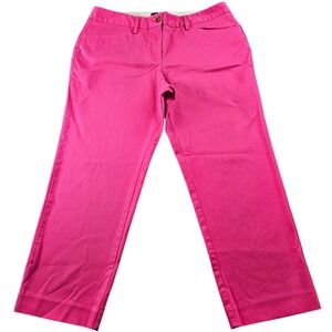 Lands' End‎ Crop Chino Pants Women's Petite 8 Pink Stretch Mid-Rise Straight Leg